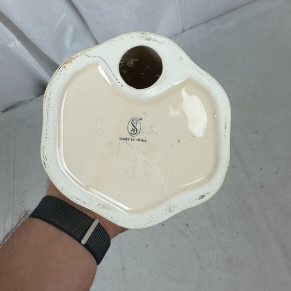 Vintage Ceramic Lady Figurine Holding Pumpkin With Cutout Details Home Decor - Picture 6 of 7